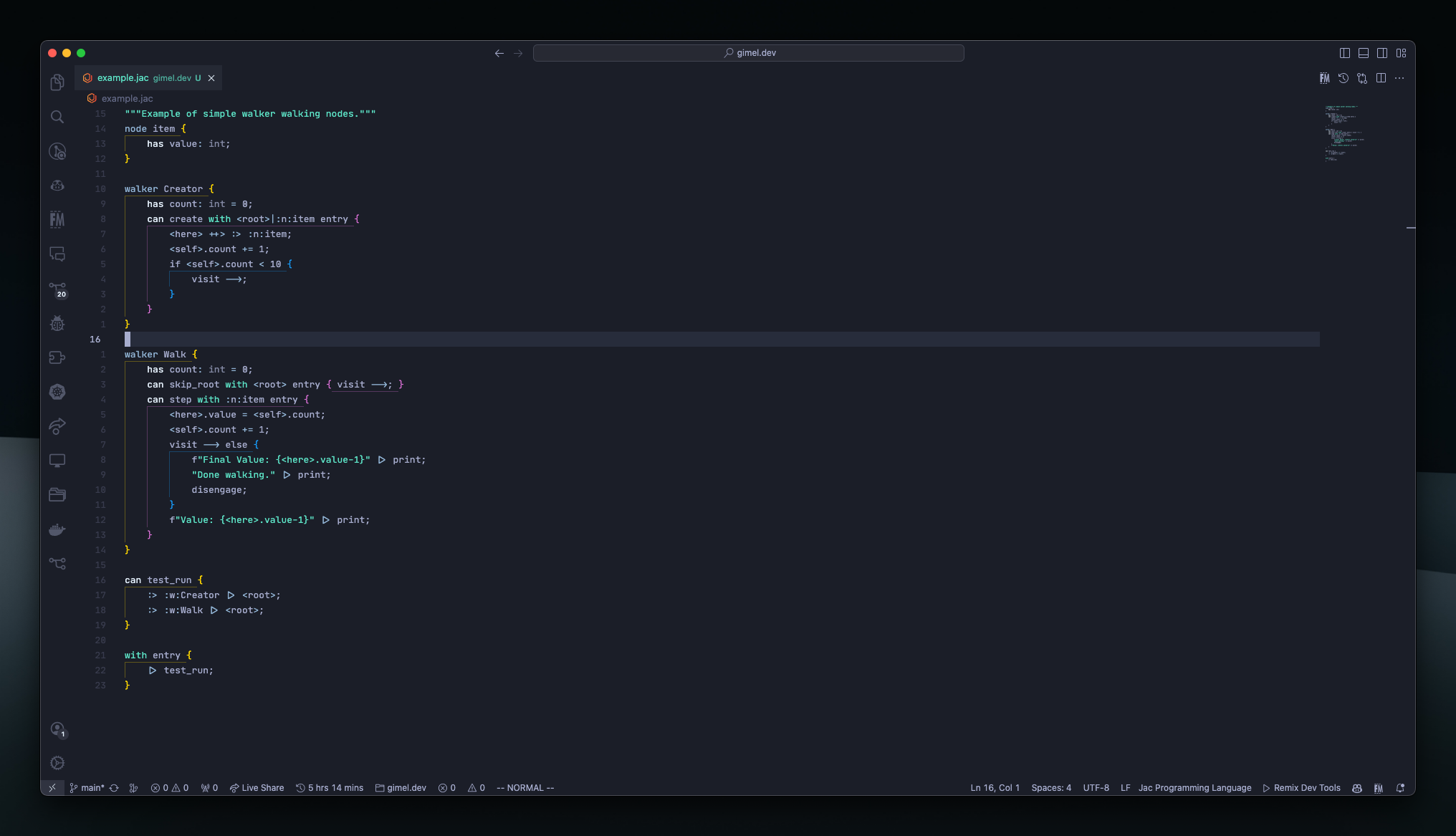 Preview of the Jac VSCode Extension